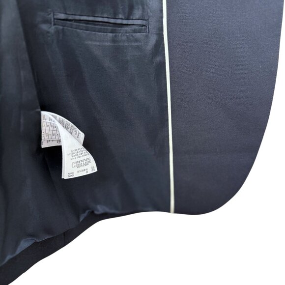 BROOKS BROTHERS Womens Navy Blue Blazer Size14 Italian Wool Goldtone Logo Button - Picture 14 of 16